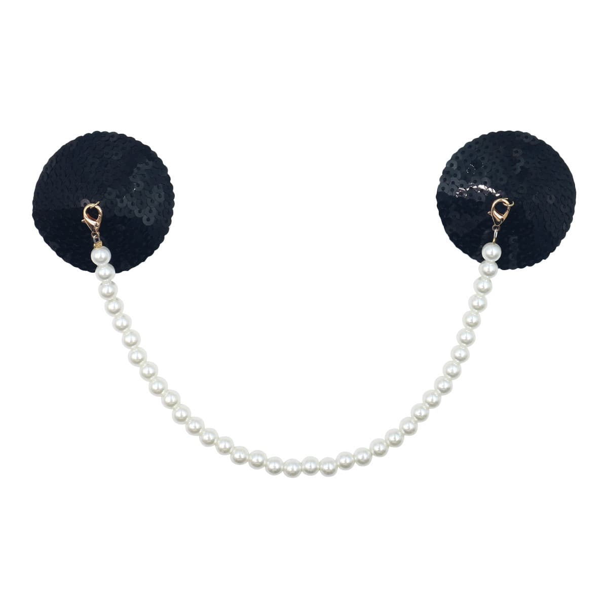 In Stock Breast Stickers Premium Pearl Chain Rivet PU Pasties Sexy European American Fetish Black SM Chest Stickers Wholesale
