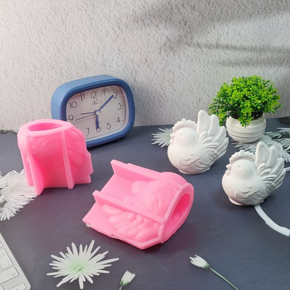 Left Rooster Right Rooster Ornament Silicone Mold DIY Cement Plaster Candle Holder Silicone Mold W0665+W0666