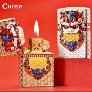 CHIEF Chief Kerosene Lighter High-End Heavy Armor Lion Enamel Brass Armor Windproof Lighter Second Generation