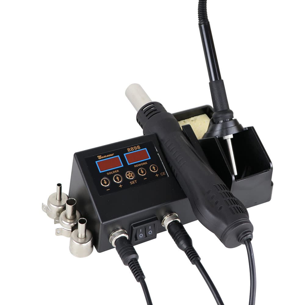Cross-border hot selling 8898 hot air gun desoldering station 110V220V dual digital display two-in-one temperature controlled electric soldering iron soldering station