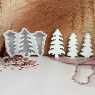 S2238 Three Christmas Tree Ornaments Decorative Cement Plaster Mold DIY Silicone Mold