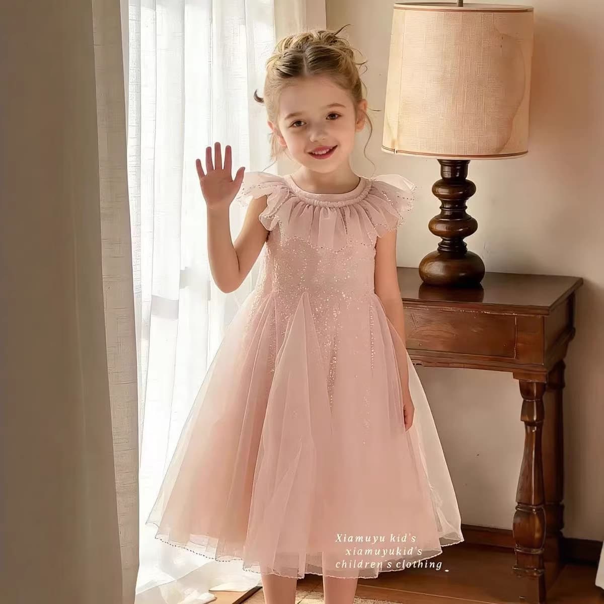 Girls Princess Dress 2026 Spring Summer New Children Girls White Wedding Dress 61 Children's Day Dress Summer
