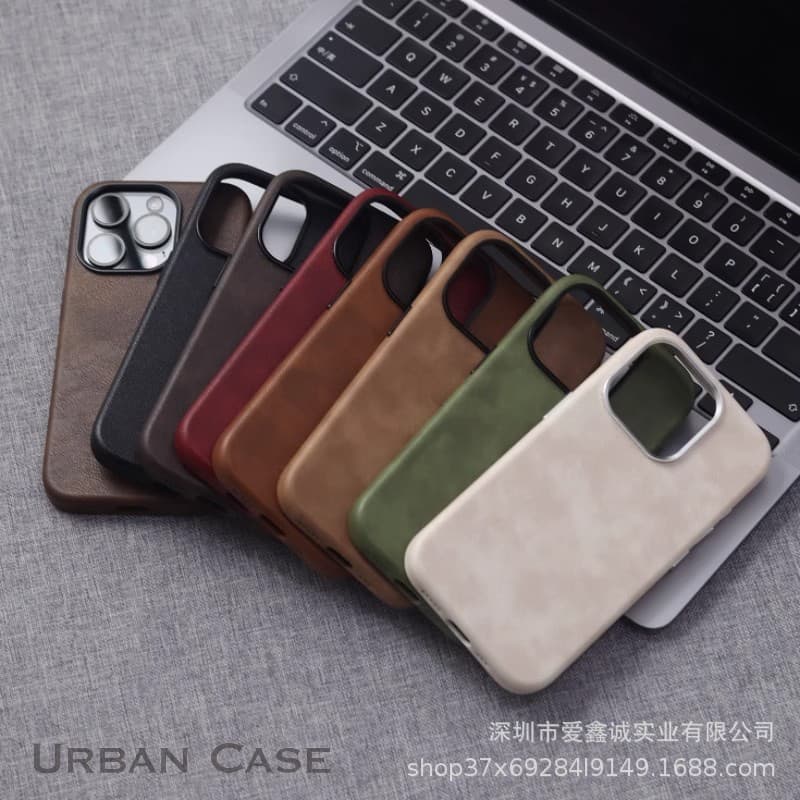 Compatible with iPhone 17 Pro Max Case Vintage Crazy Horse Leather Texture Magnetic Apple 15 Anti-Drop Protective Cover 14