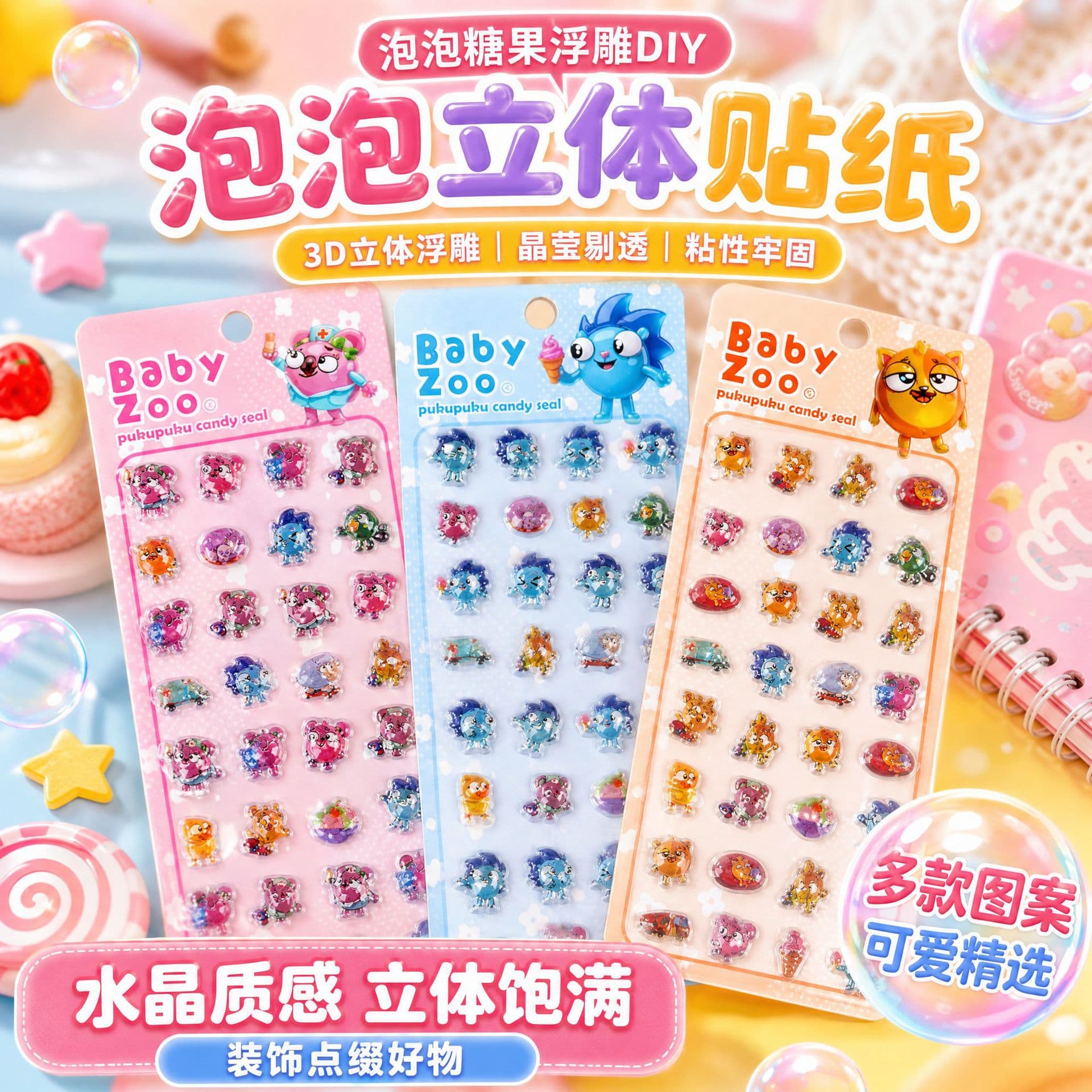 Cross-border bubble candy relief diy3d three-dimensional sticker crystal decorative sticker tablet mobile phone bubble three-dimensional sticker