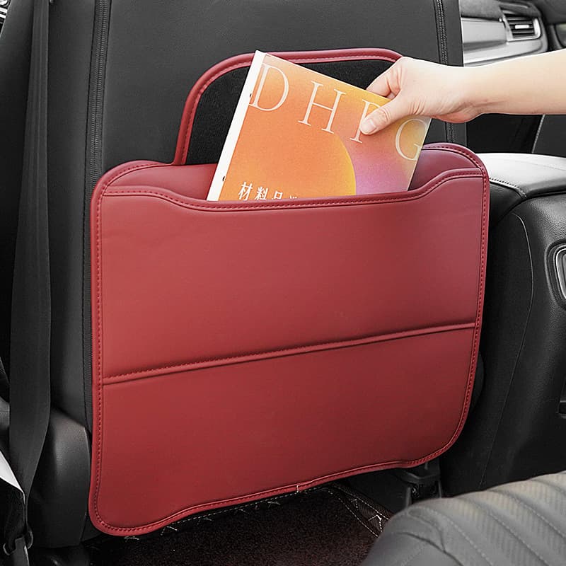 Car Seat Anti-Kick Pad Leather Storage Bag Universal Vehicle Interior Protection Accessories Black Brown Beige Coffee Color