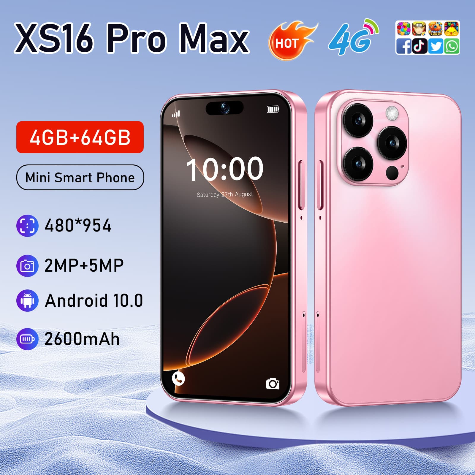 Cross-border XS16 Mini Smartphone 4+64G Android Card Pocket Google Smart Phone