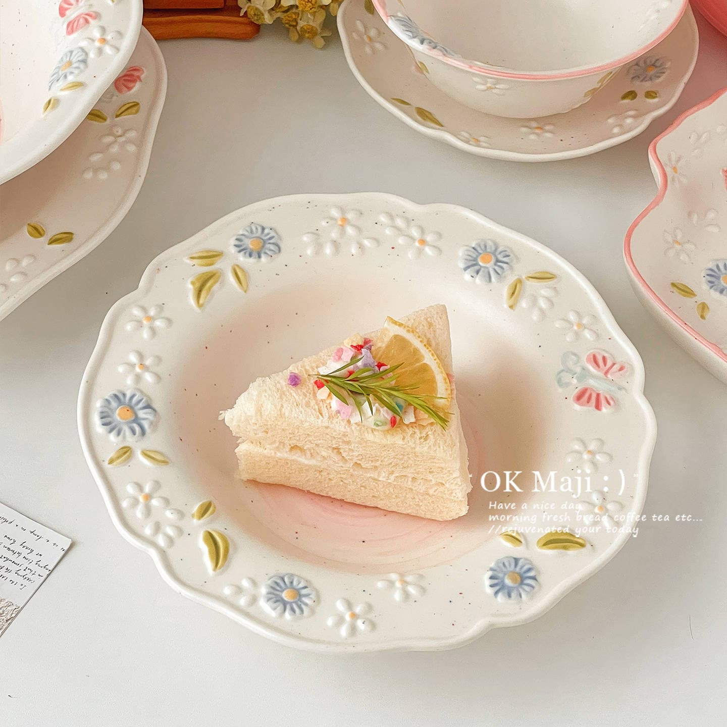 2026 New Pretty Plate One Person Embossed Dinner Plate High Appearance Bowl Plate Ceramic Straw Hat Plate Fruit Dessert Plate