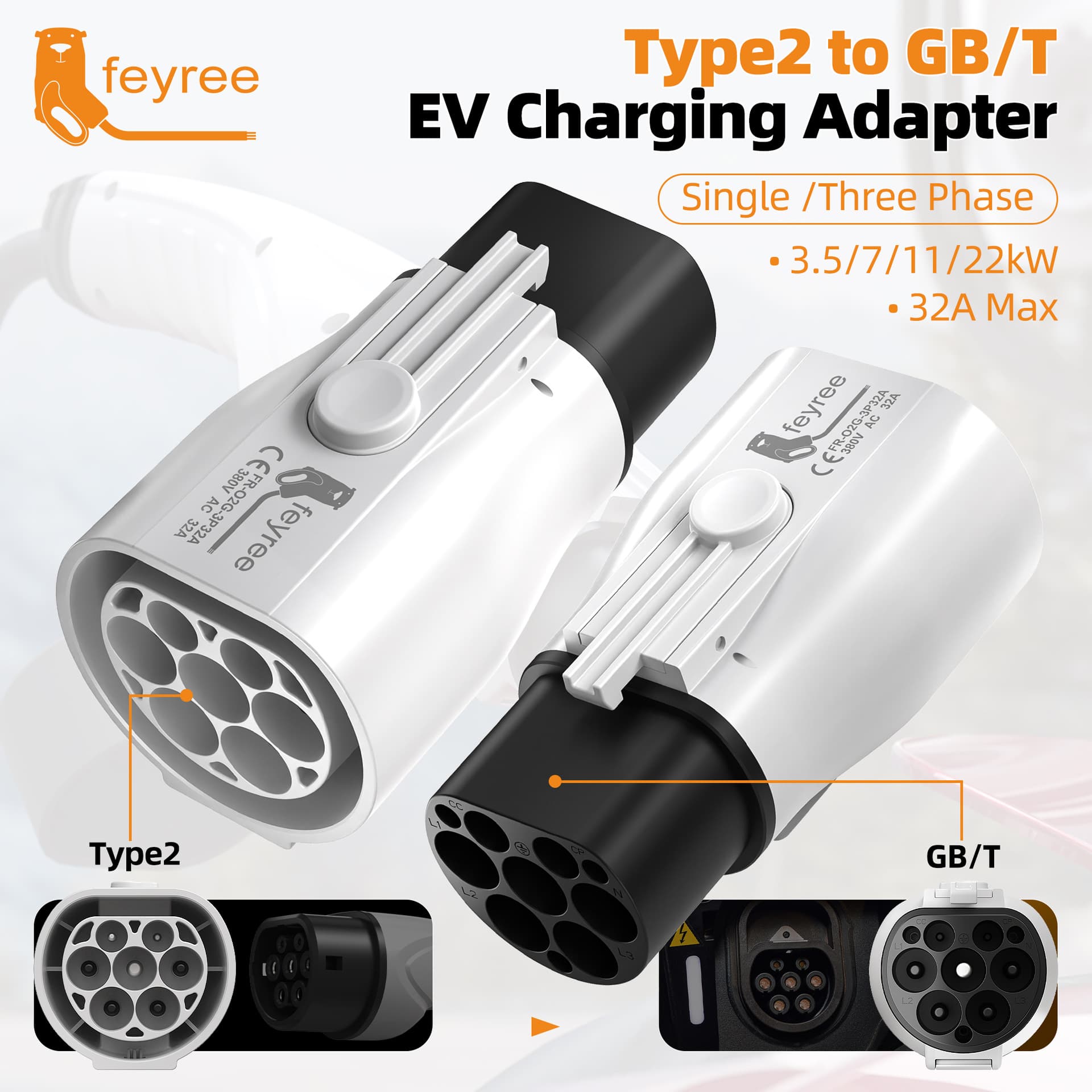 New Energy Vehicle Charging Gun IEC62196-2 European to National Standard Charging Pile Adapter Type 2 to GB/T