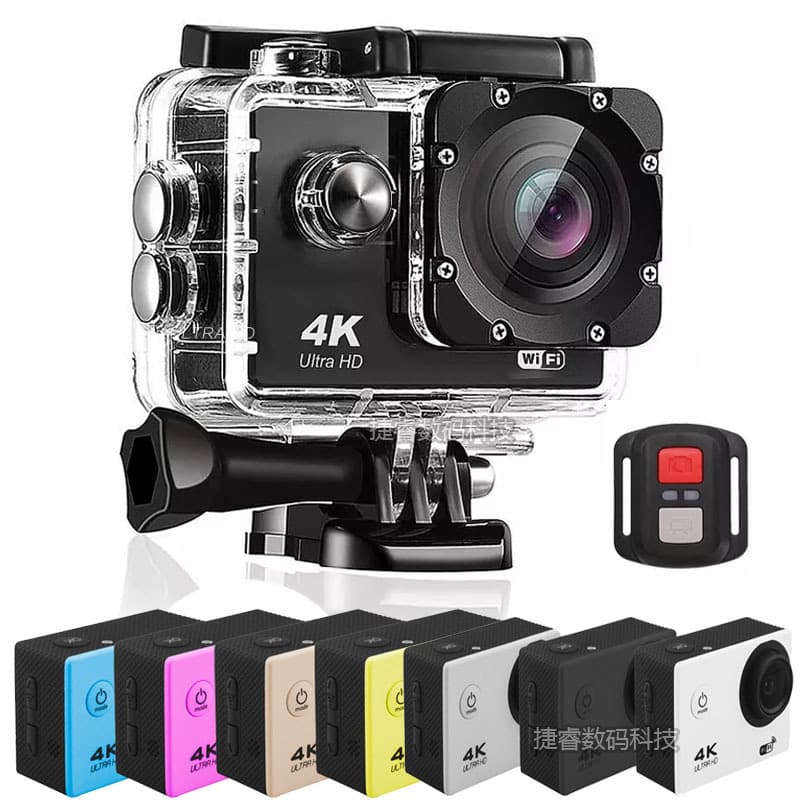 Underwater Sports Camera 4K HD Sports DV with WiFi and Remote Control, Motorcycle Outdoor Diving Waterproof Camera