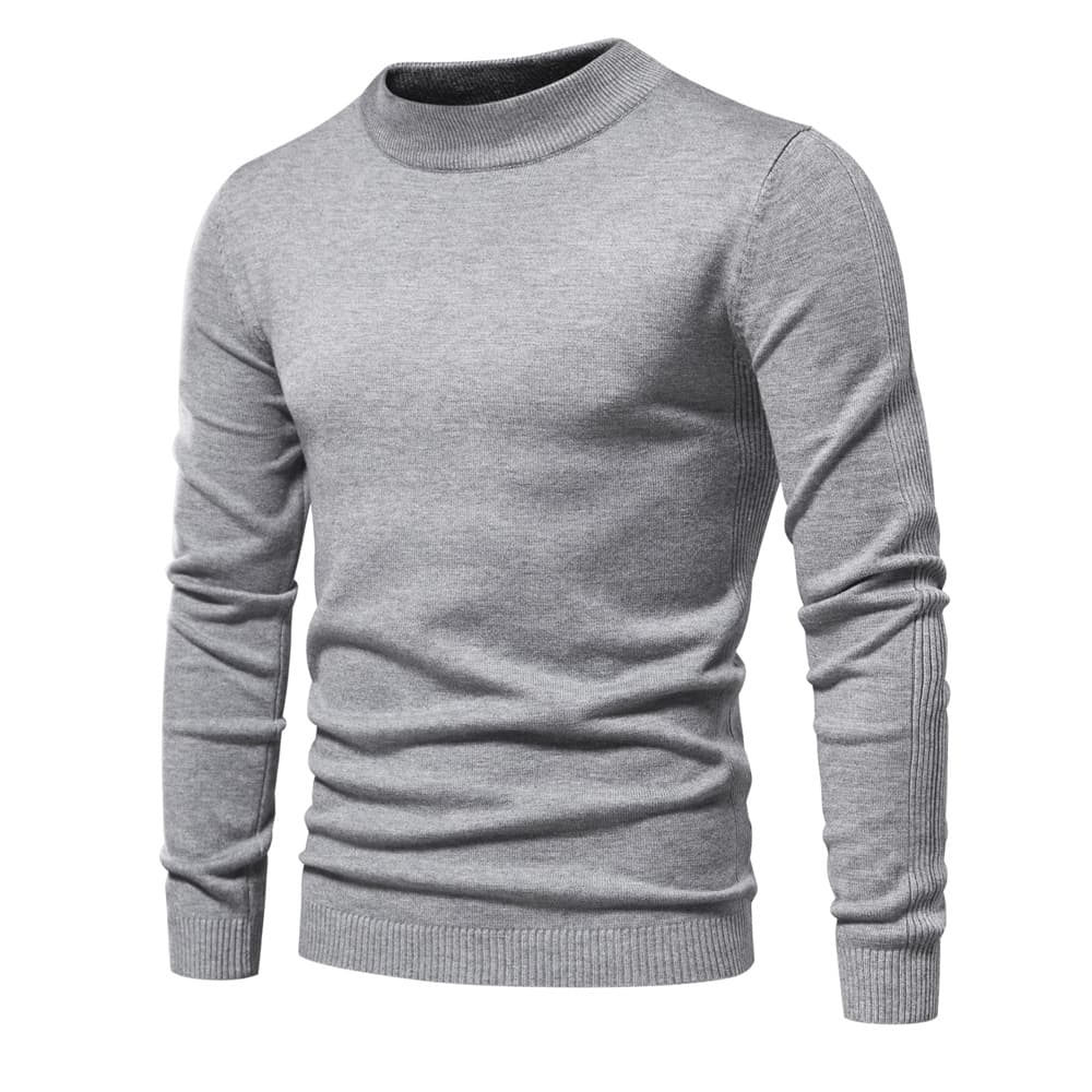 Men's Autumn Winter Thick Warm Knitwear Mid-Neck Slim Fit Long Sleeve Casual Top Breathable Polyester Blend Fashionable