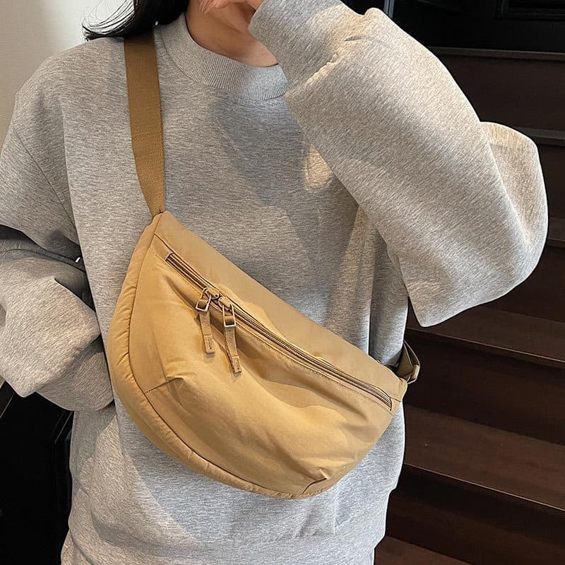 New Women's Shoulder Bag Commuter Crossbody Bag Fashionable Small Bag Waterproof Chest Bag Simple Nylon Fabric Travel Dumpling Bag