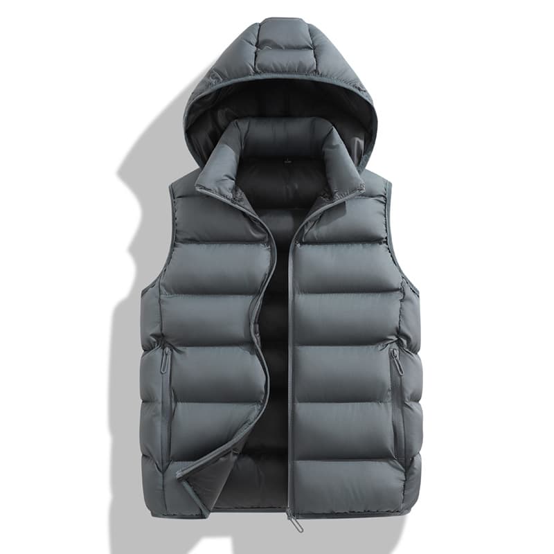 New Plus Size Men's Cotton Vest Winter Lightweight Casual Hooded Padded Vest Men's Warm Sleeveless Jacket Wholesale