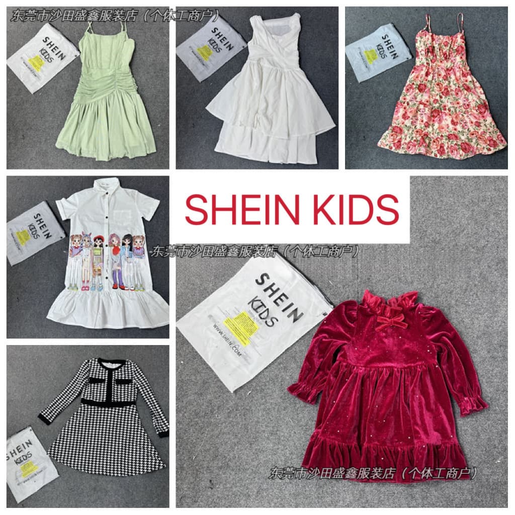 Shein Kids Dress Foreign Trade Children's Korean Style Fashionable Princess Dress Cute Dress Wholesale Supply