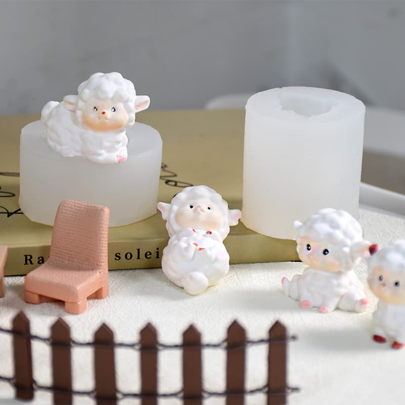 Choukai Mini Cute Sheep Silicone Mold DIY Plaster Mold Cartoon Resin Fridge Magnet Accessories Epoxy Mold