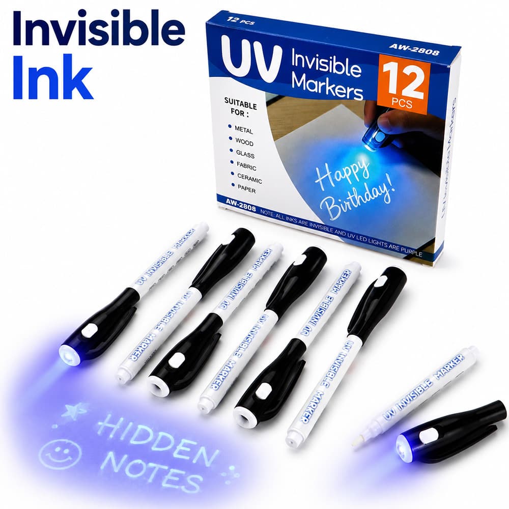 Cross-border popular multi-purpose UV invisible marker pen with built-in purple light invisible ink secret hidden marker pen