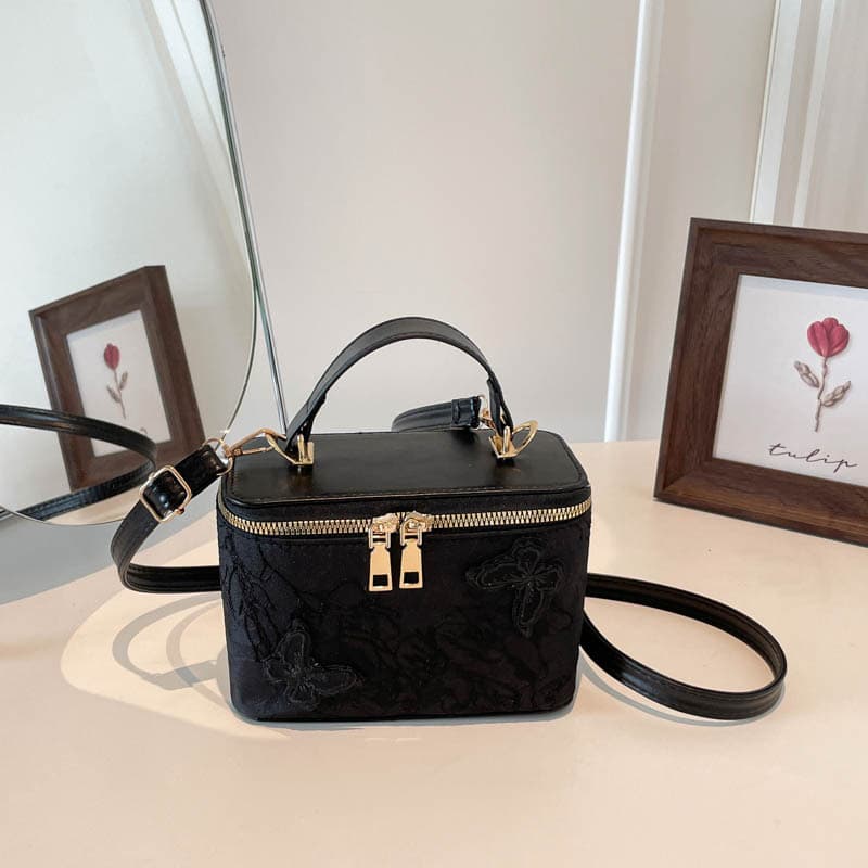 2026 New Bags Women's Portable Box Small Square Bag Jacquard Sweet Style Butterfly Portable One-Shoulder Crossbody Bags