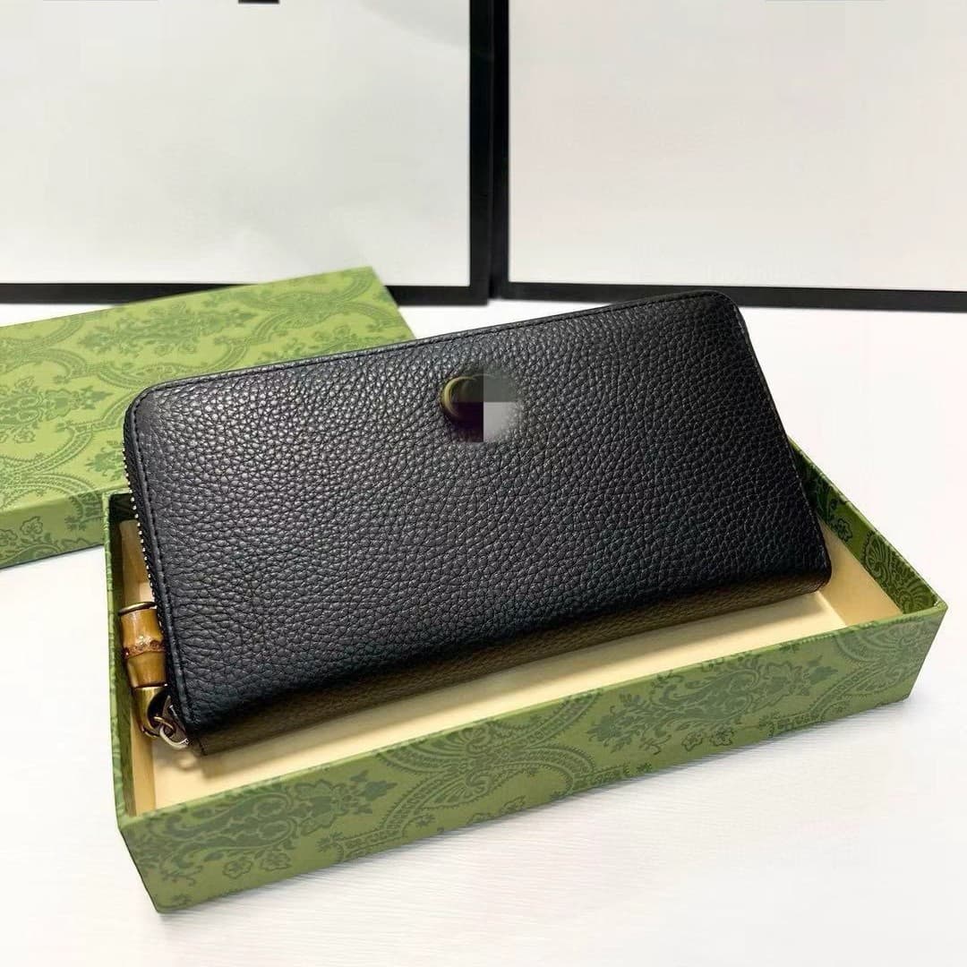 Long Top-Grain Lychee-Pattern Zip Long Accordion Multi-Compartment Wallet, Japanese-Style Women's Genuine Leather Clutch Wallet