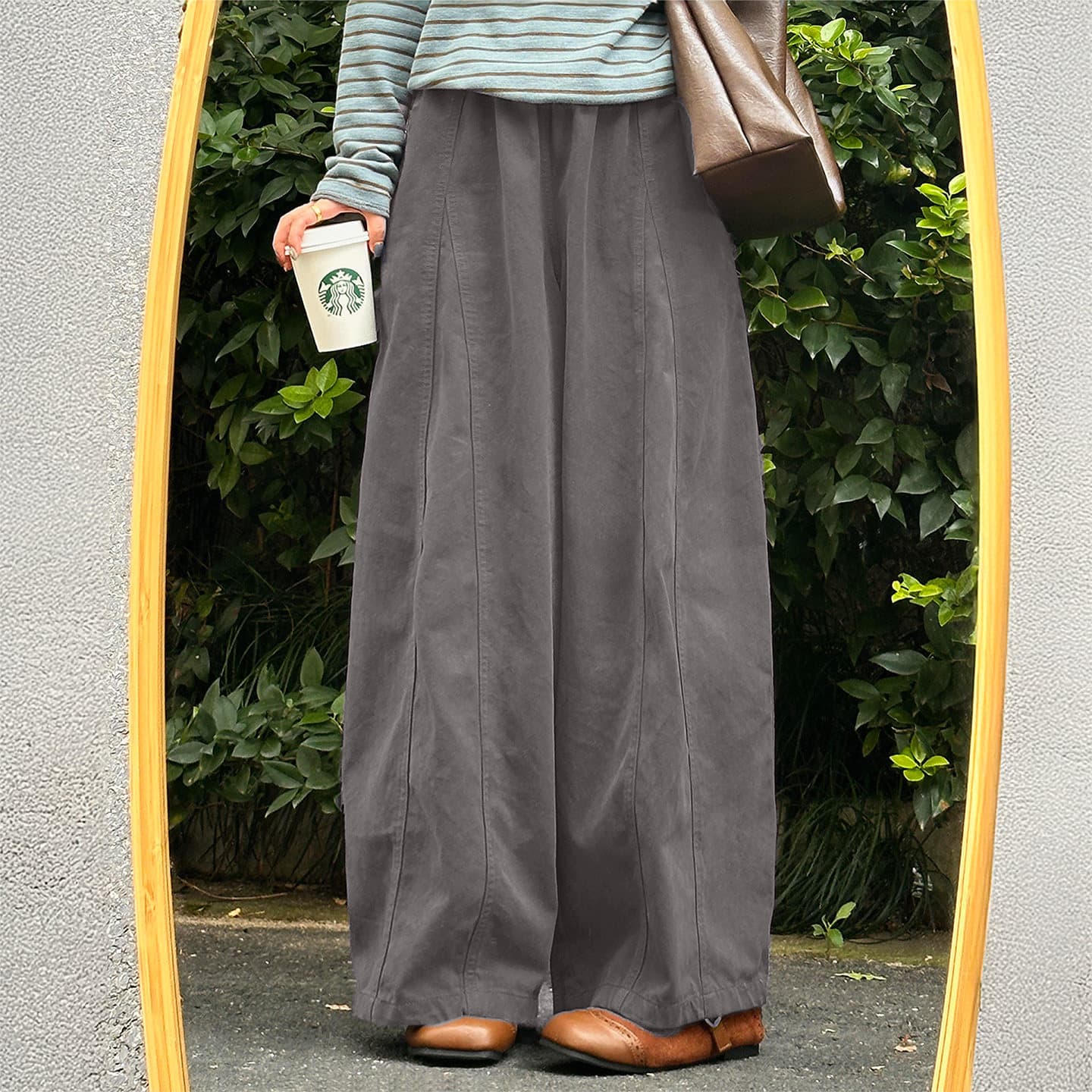 Japanese Curved Wide-Leg Trousers for Women, Spring/Summer 2026 New Style, Loose with a Flowing Feel, Cropped Balloon Pants, Casual Pants for Petite Figures