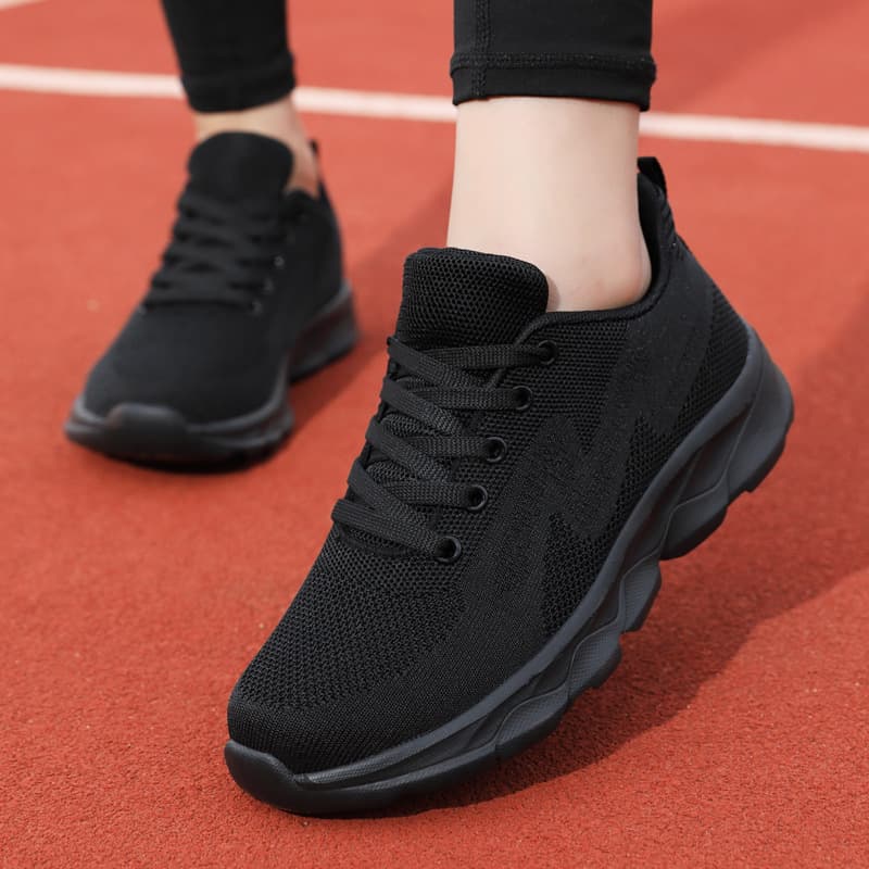 Black non-slip women's shoes non-slip lightweight running sneakers breathable casual travel shoes comfortable work shoes for work