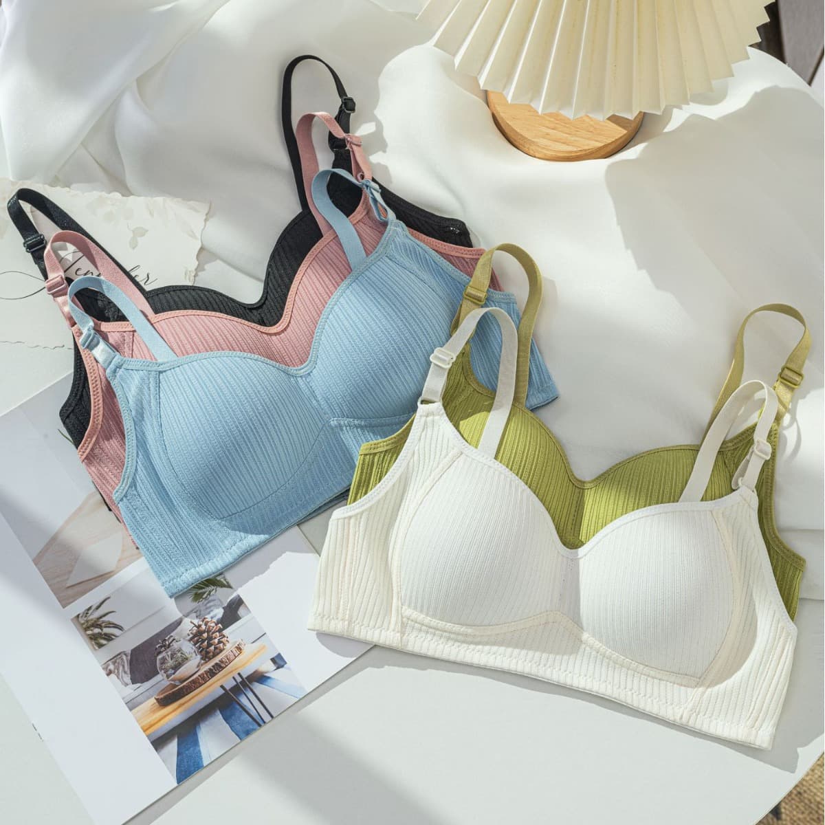 [Cross-Border E-commerce] Macaron Breathable Side-Control Gather-Enhancing Lift with Side-Boob Control Anti-Sagging Bra for Young Women