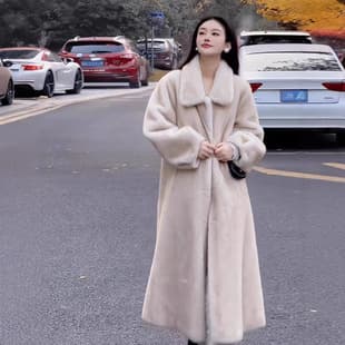 Winter New Style Eco-Friendly Mink Fur-Integrated Coat, Milan Mink Fur Coat for Women, Long Loose Fur Coat