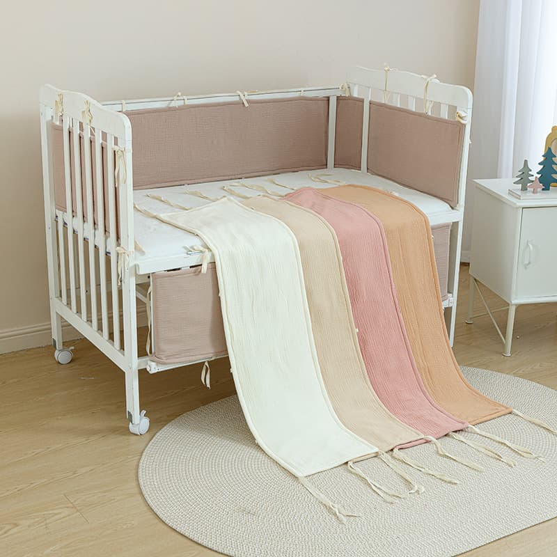 Baby crib rail guard padding, soft edge wrap, for crib and toddler bed, pure cotton bumper, anti-collision bed rail