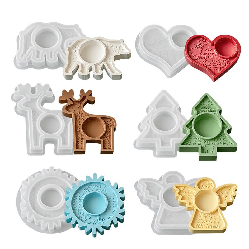 Christmas Limited Edition Candle Holder Christmas Tree Snowflake Reindeer Love Angel Aromatherapy Candle Holder Silicone Mold