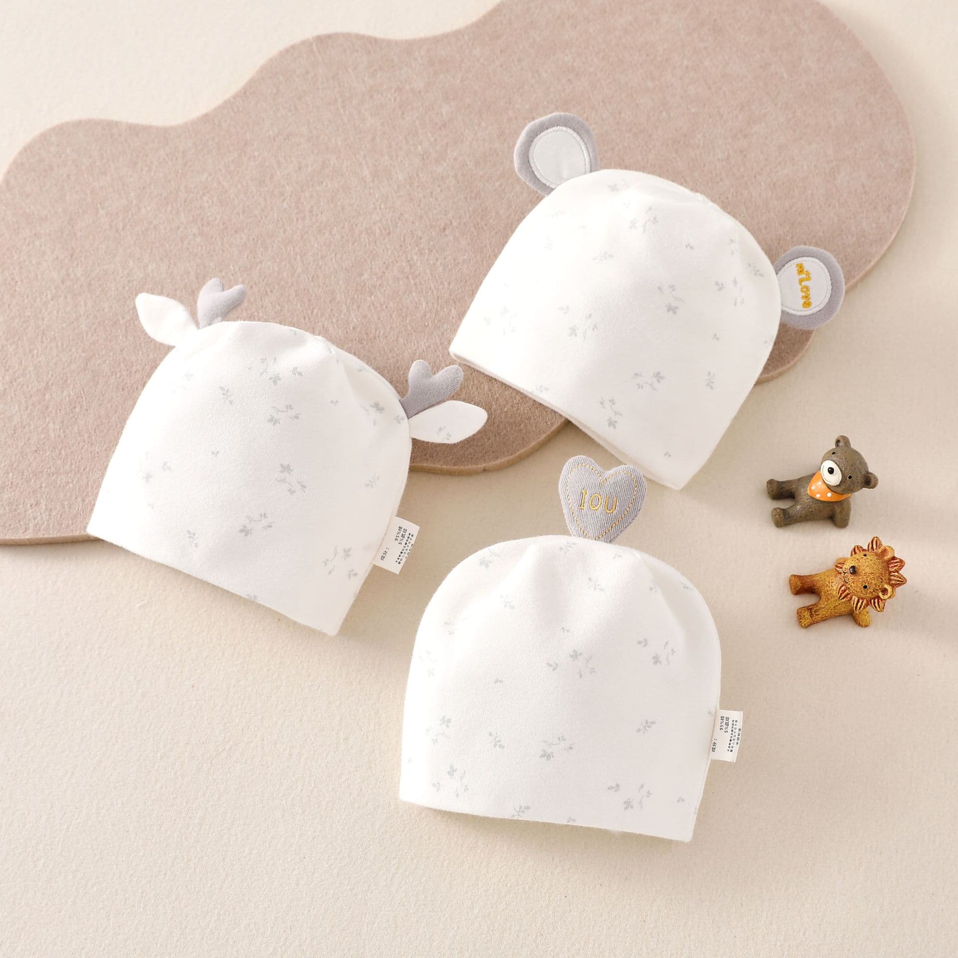 New Korean style baby cap, double-layered, boneless, for infants aged 0-3 months, new autumn/winter style.