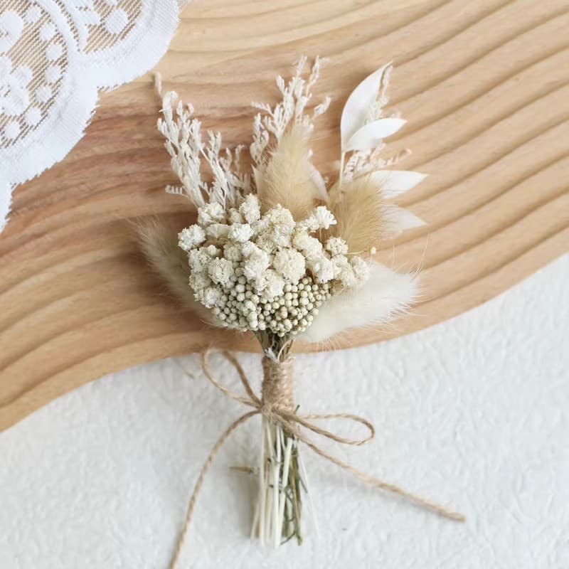 12cm Mini Bouquet Dried Flowers Preserved Roses Forget-Me-Nots Baby's Breath Daisies Real Flowers DIY Corsage Decoration