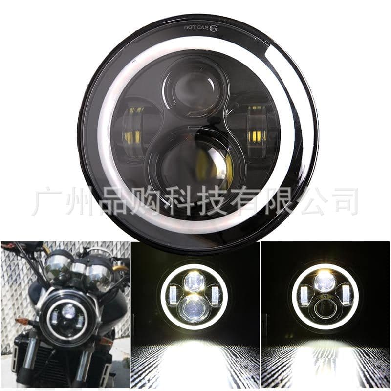 7-inch LED Headlight for Jeep Wrangler, Angel Eye, Motorcycle Off-Road Harley Front Headlight, Cross-Border Hot Sale