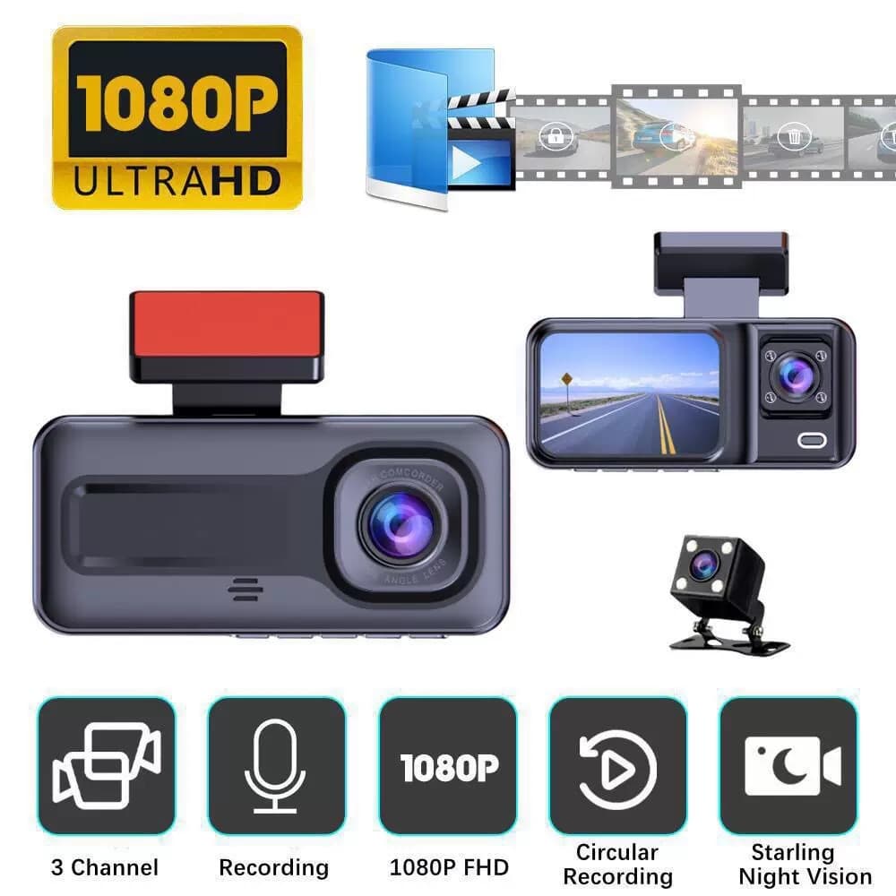 Cross-border hot selling 2-inch real three-record WIFI car high-definition driving recorder reversing image dash camera
