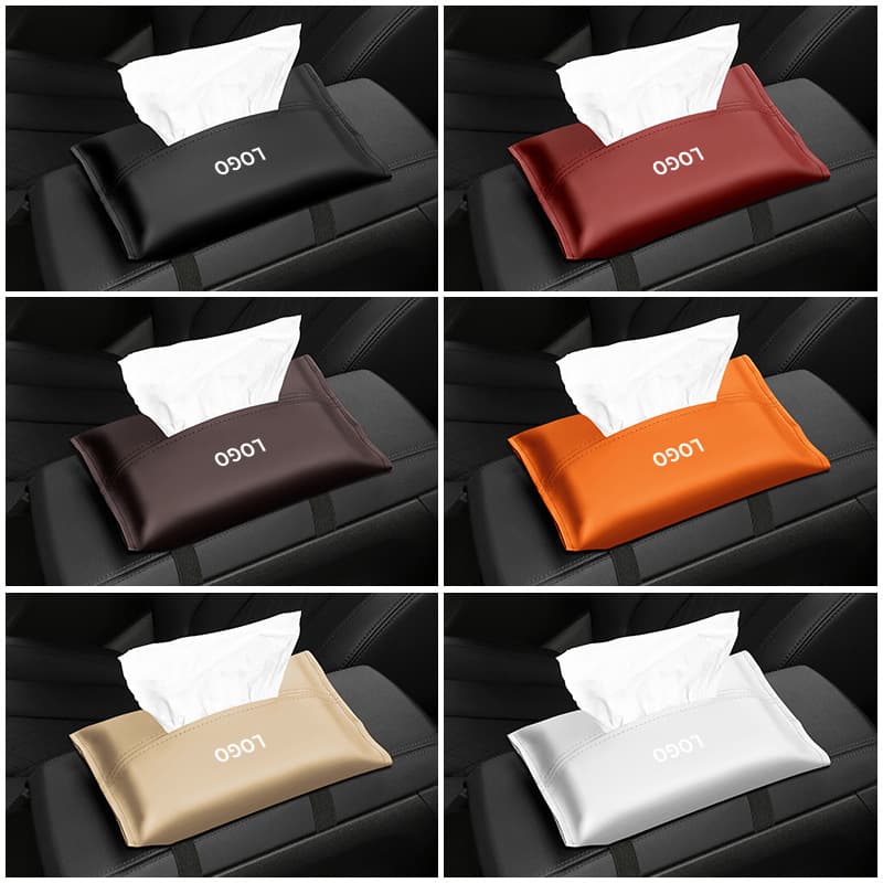 Car Creative Sun Visor Tissue Pack, Vehicle Leather Sunshade Hanging Tissue Holder, Car Armrest Tissue Box