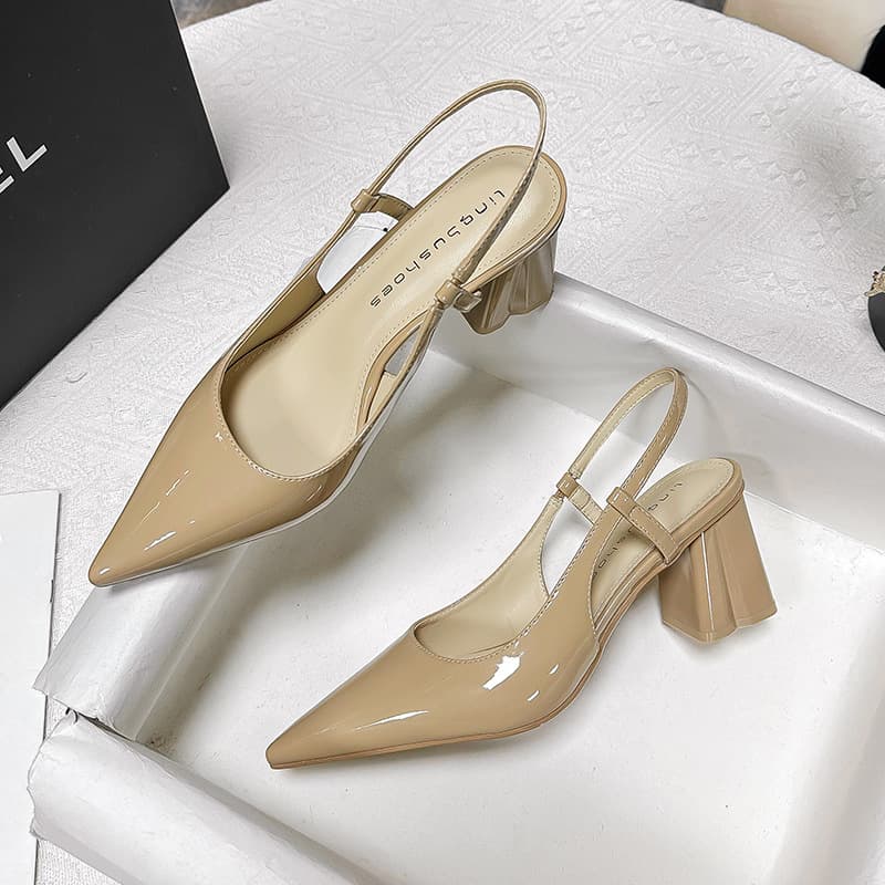 4,520-10 Patent Leather Single-Strap Simple Style Casual Comfortable Versatile Block Heel Women's Sandals