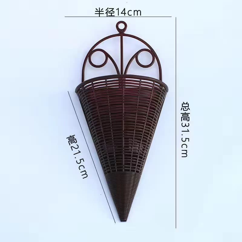Artificial flower fortune fruit rattan wall hanging flower basket plastic artificial flower indoor and outdoor wall decoration green plant living room decorative flower