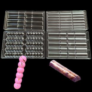 4 Styles 8/10/18 Long Bar Chocolate Mold Half Round PC Plastic Chocolate Bar Baking Creative Mold
