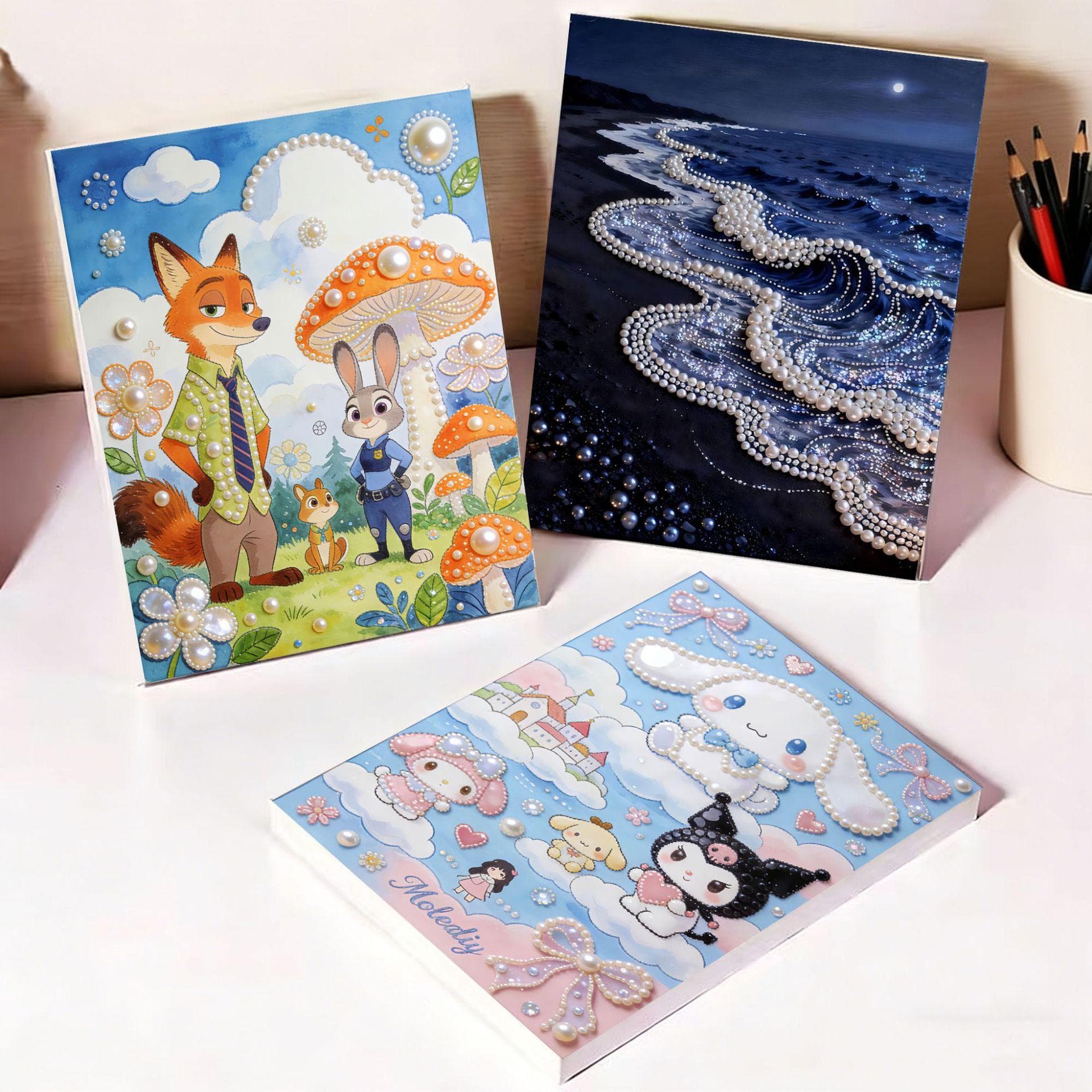 DIY Pearl Painting Handmade Diamond Painting Decorative Art, Xiaohongshu TikTok Creative Desktop Ornament, Gift for Best Friend Pearl Painting
