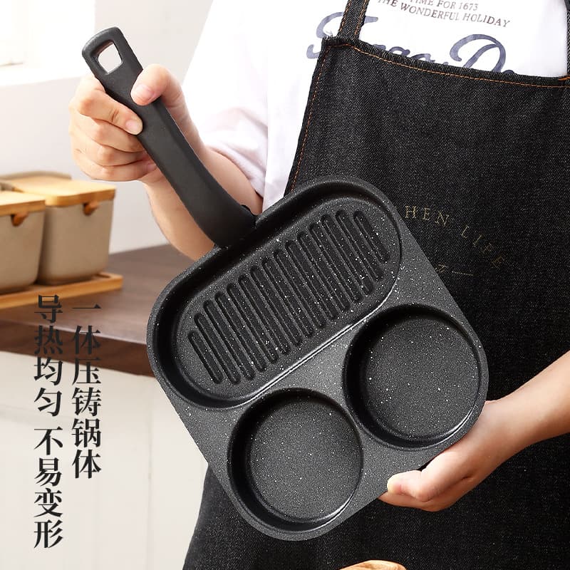 3-in-1 Breakfast Pan Non-Stick Frying Pan Egg Burger Pan Home Use Pancake Egg Cooker Steak Pan