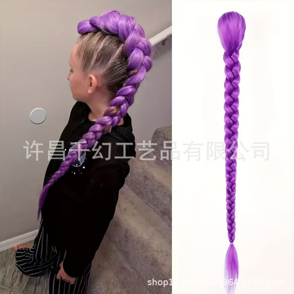 Purple Large Braid 26-Inch Dreadlock Long Hair Ponytail Boxing Braid Colorful Wig Cross-Border New Arrival