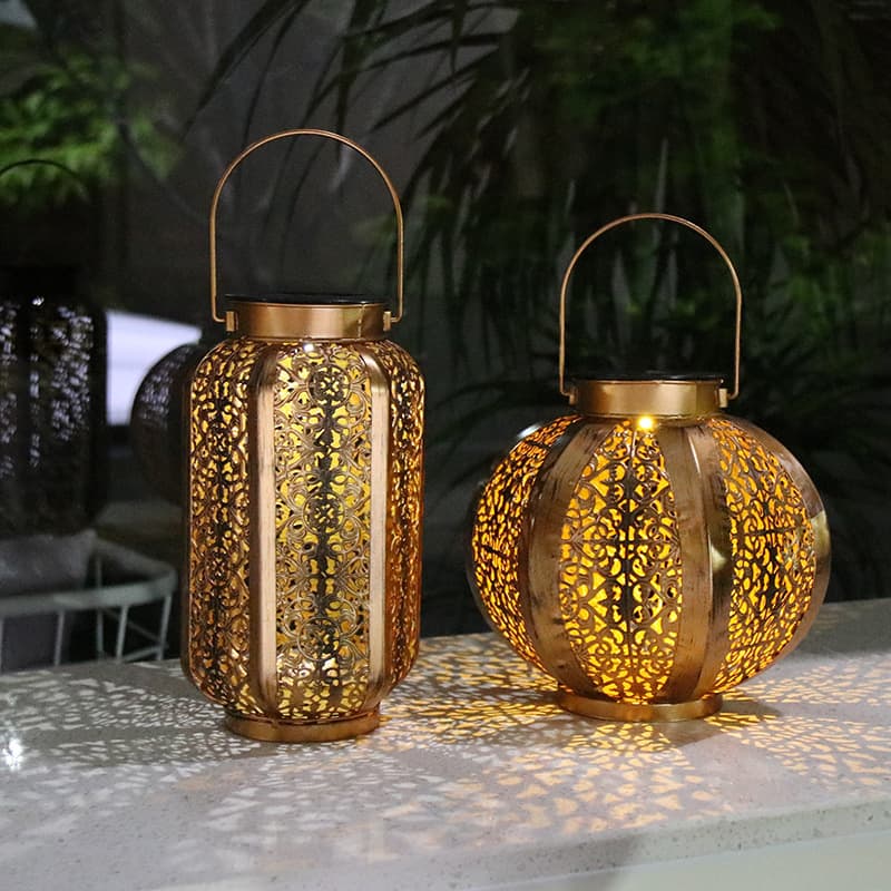 Cross-border Hot Selling Element Solar Hollow Lantern Iron Art Pattern Projection Light Outdoor Courtyard Garden Decorative Landscape Light