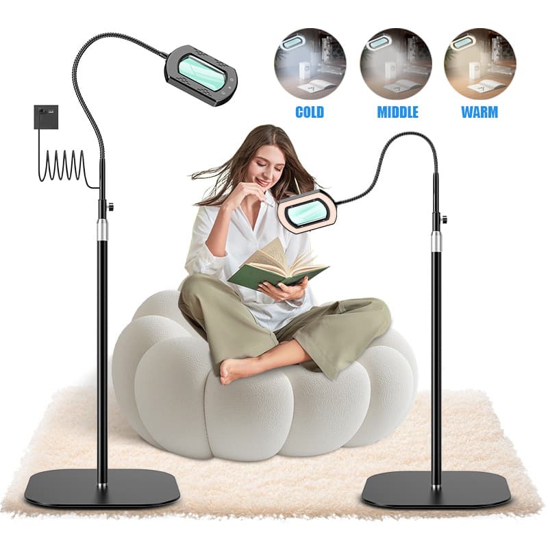 Cross-border Square LED Touch Magnifying Glass Lamp Electronic Repair Workbench Lamp Eyelash Tattoo Floor Lamp Eye Protection Lamp