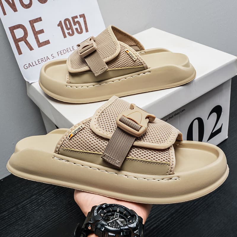 2026 Summer New Men's Baidu Cool Slippers Classic Color Men's Shoes Youth Daily Casual Home Slippers