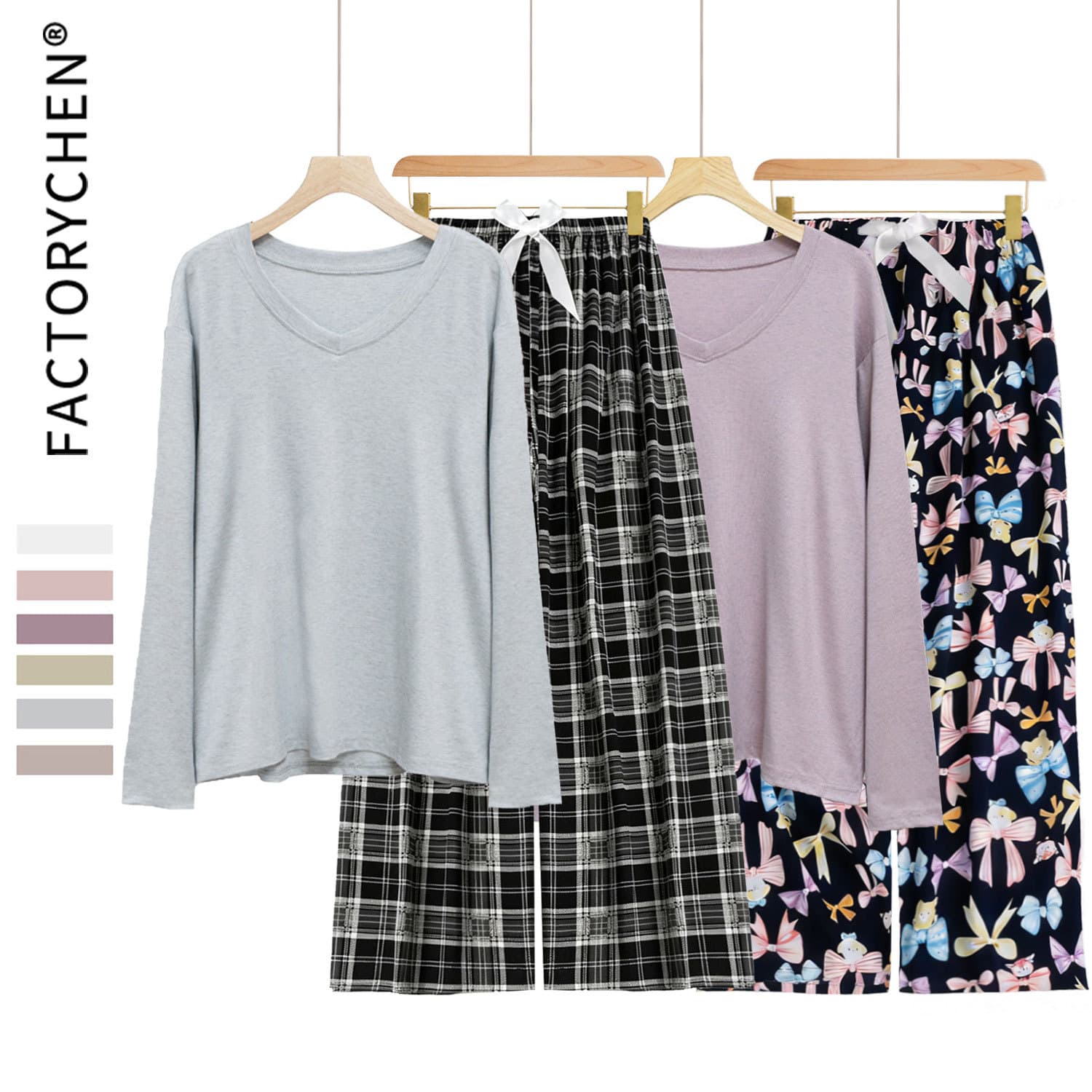 Cross-Border Fashion Set Spring/Autumn New Modal Pajamas Women Loose V-Neck Cotton Silk Flower Pants Homewear Two-Piece Set
