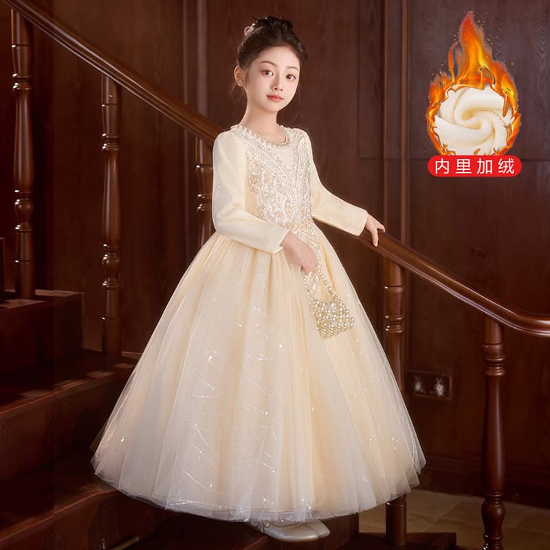Champagne Children's Runway Dress 2026 New Little Girl Birthday Princess Dress Tutu Performance Gown