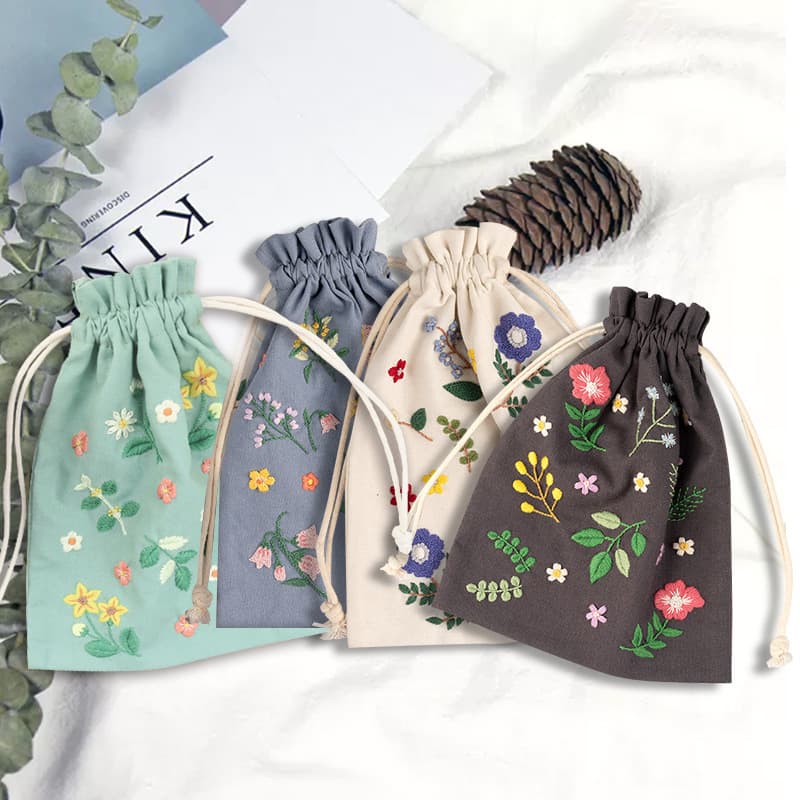 2020 New Fashion Drawstring Bag European Embroidery DIY Material Kit Couple Gift Handcraft Beginner Fabric Set