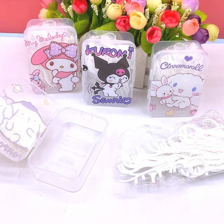 Carry dental floss with you when traveling Cartoon plastic boxed dental floss stick Disposable plastic dental floss Toothpick and fruit pick