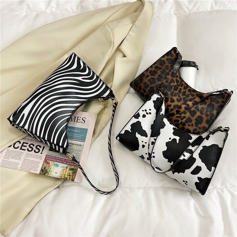 Cow Print Underarm Baguette Bag Handbag Women's 2021 New Fashion French Chic Shoulder Handbag Small Bag