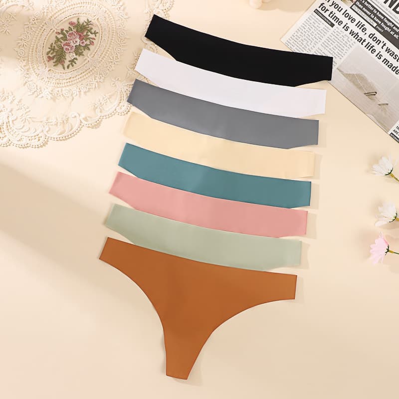 Cross-border European and American Seamless Ice Silk Bikini Panties, Women's Low-rise Comfortable Breathable Pure Cotton Gusset, Women's Thong Panties