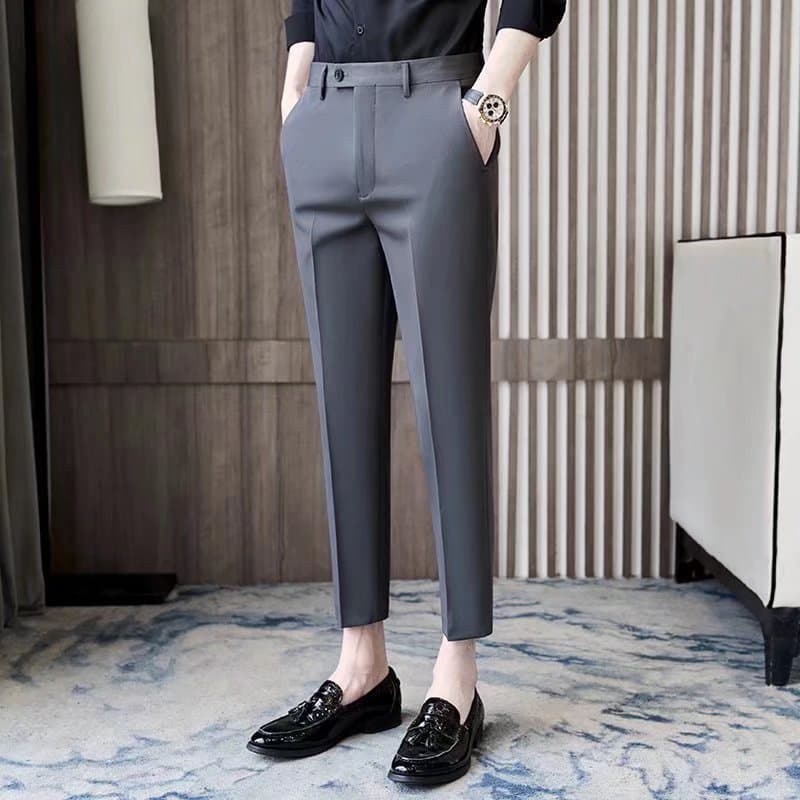 Men's New Summer 2022 Slim Fit Stretch Business Casual Wrinkle-Free Cropped Trousers