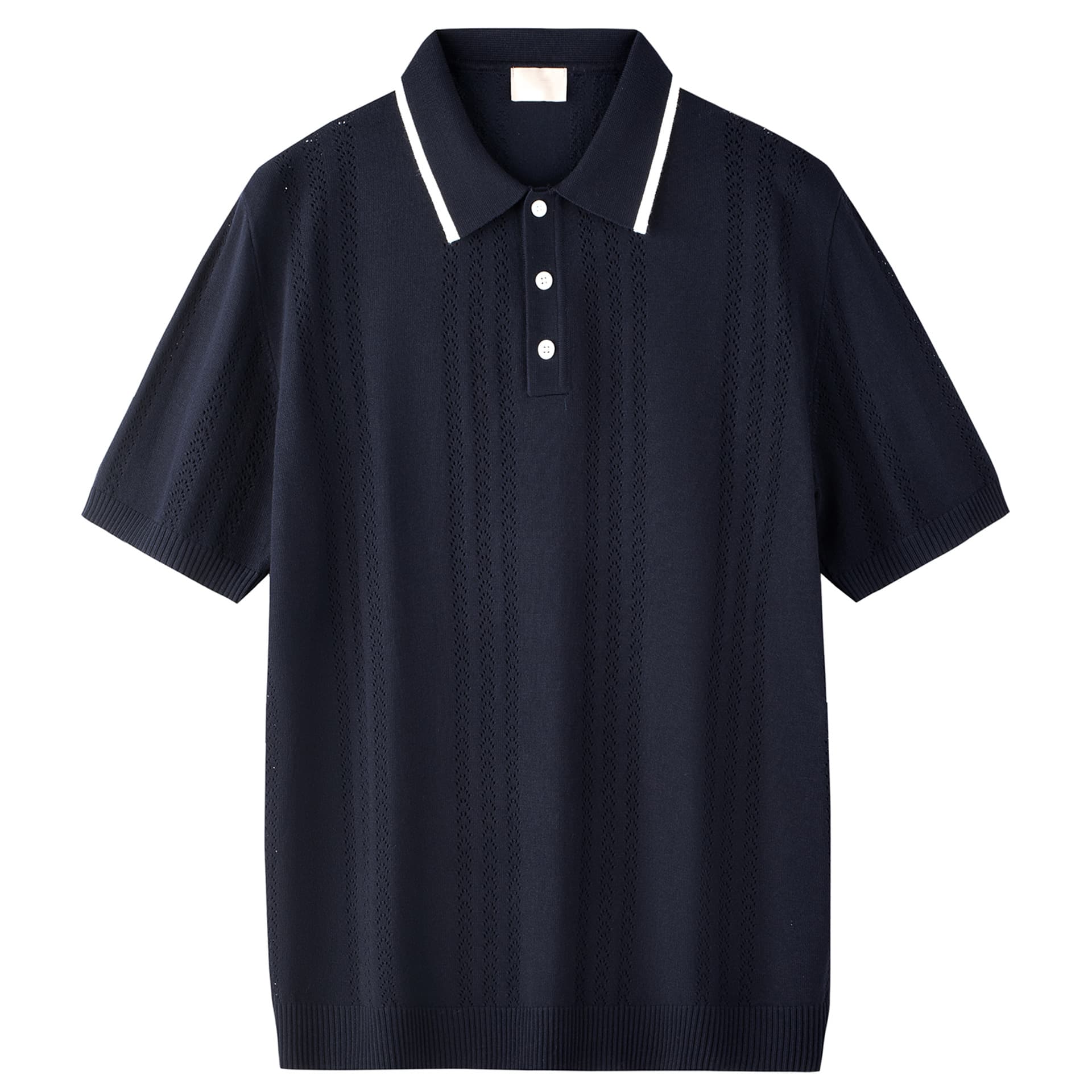 CAACHIC 25 Summer Casual Short Sleeve Polo Shirt for Men Retro Hollow Jacquard Thin Knit T-Shirt