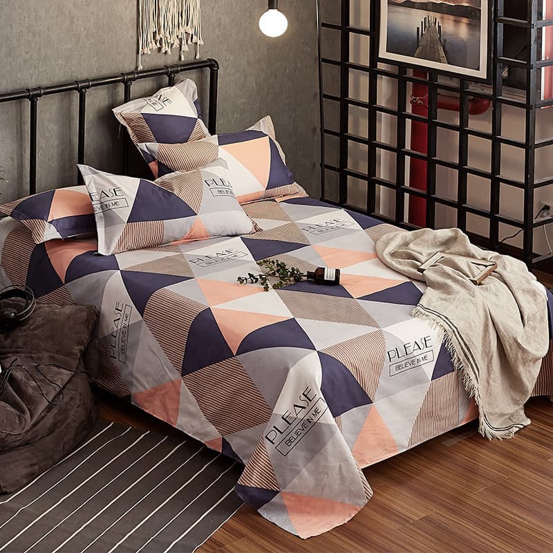 Brushed Bed Sheet Single, Simple Print Sheet for Home Dormitory, Drop Shipping